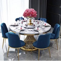 2020 Maximum Sale Modern Luxury Marble Stone Top Stainless Steel Legs Dining Room Sets Metal Dining Table Sets