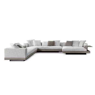 Luxury Elegant Design Stainless Steel Living Room Velvet White Sofa Set Furniture