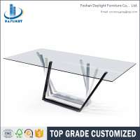 Modern Furniture Square Tempered Glass Restaurant Dining Table