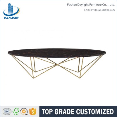 Modern round stainless steel legs marble coffee table