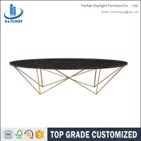 Modern round stainless steel legs marble coffee table