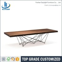 Modern designs iron table legs wooden dining table