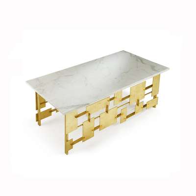 Living room furniture creative marble golden base coffee table