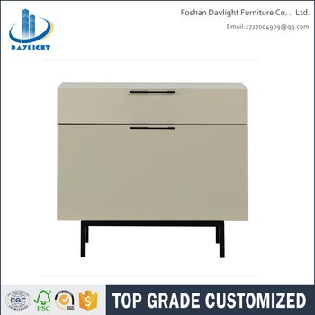 Grey nightstand metal leg bedroom table bedside cabinet