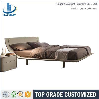 Color combination upholstered leather king size bed bedroom set