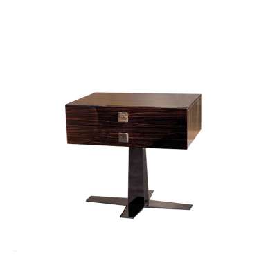 Glossy lacquered wood bedside table bedroom furniture