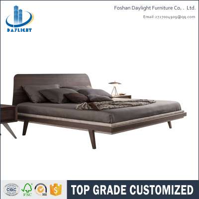 New simple wooden double bed design furniture