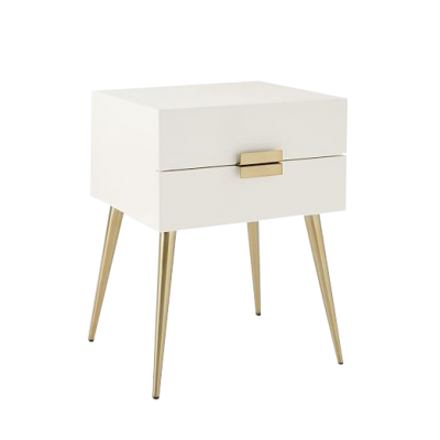 Modern design  gold legs  white wooden nightstand with drawers