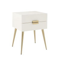 Modern design  gold legs  white wooden nightstand with drawers