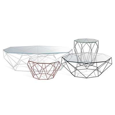 Modern tempered glass top iron legs coffee table