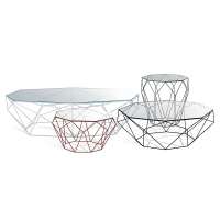 Modern tempered glass top iron legs coffee table