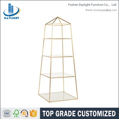 Living room furniture chrome etagere stainless steel glass shelf