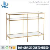 Luxury gold stainless steel console table with mirror