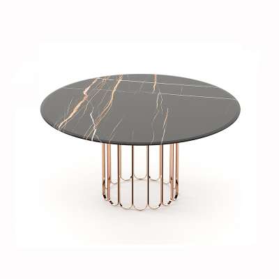 Modern marble solid wood stainless steel custom round dining table