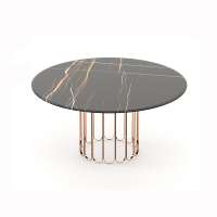 Modern marble solid wood stainless steel custom round dining table